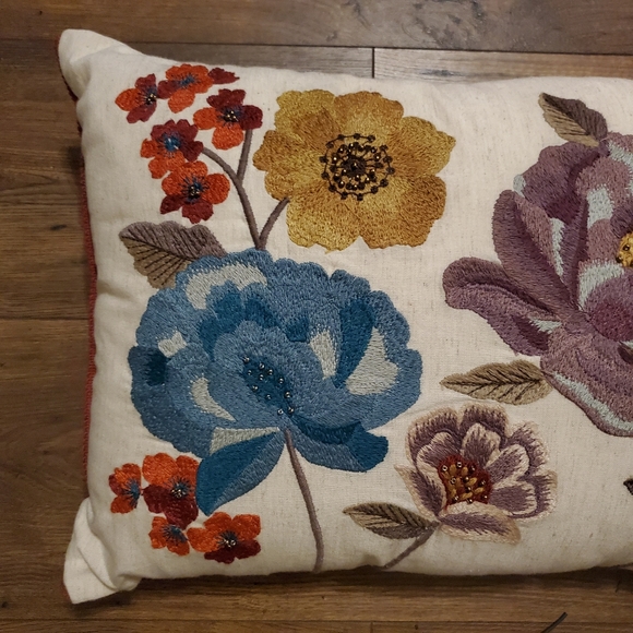 Pier 1 Accents Pier Imports Embroidered Floral Lumbar Pillows P